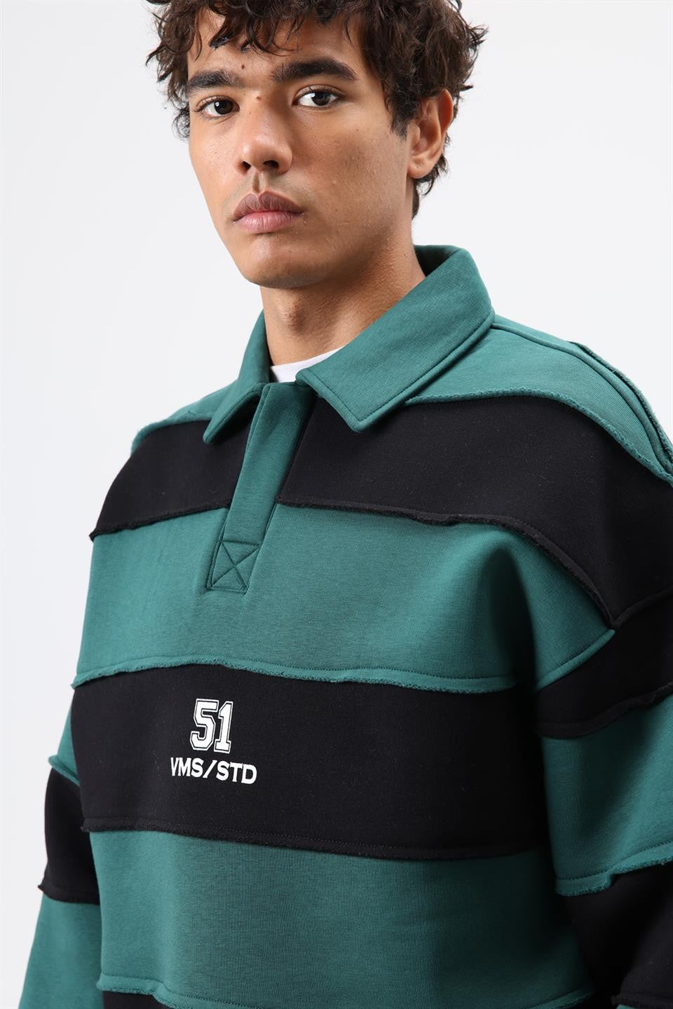 Oversize Şeritli Baskılı Sweatshirt