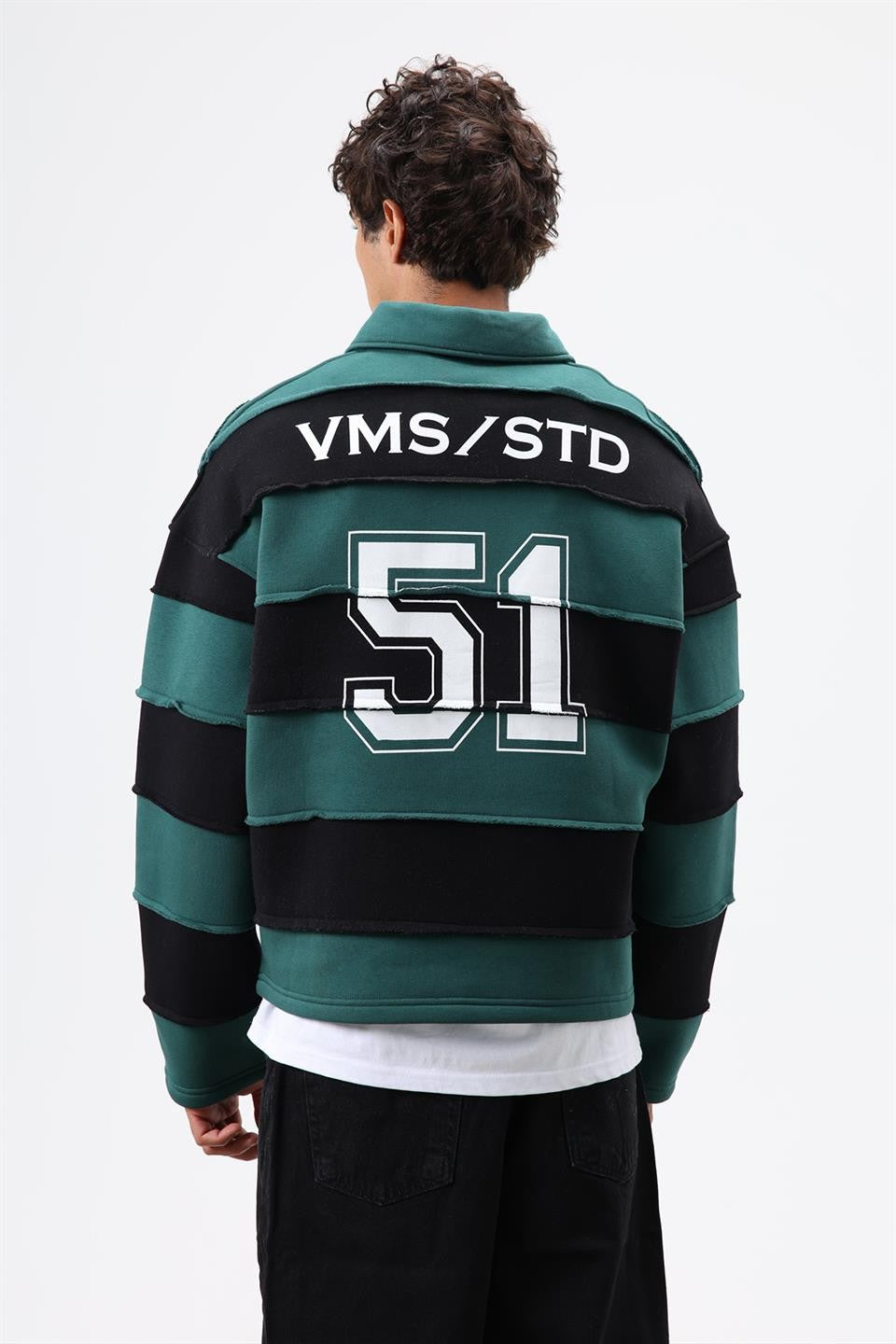 Oversize Şeritli Baskılı Sweatshirt