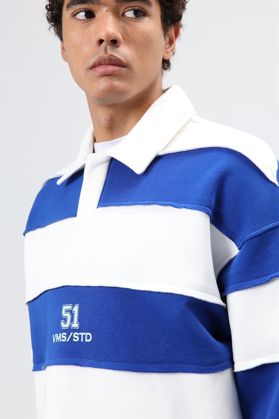 Oversize Şeritli Baskılı Sweatshirt