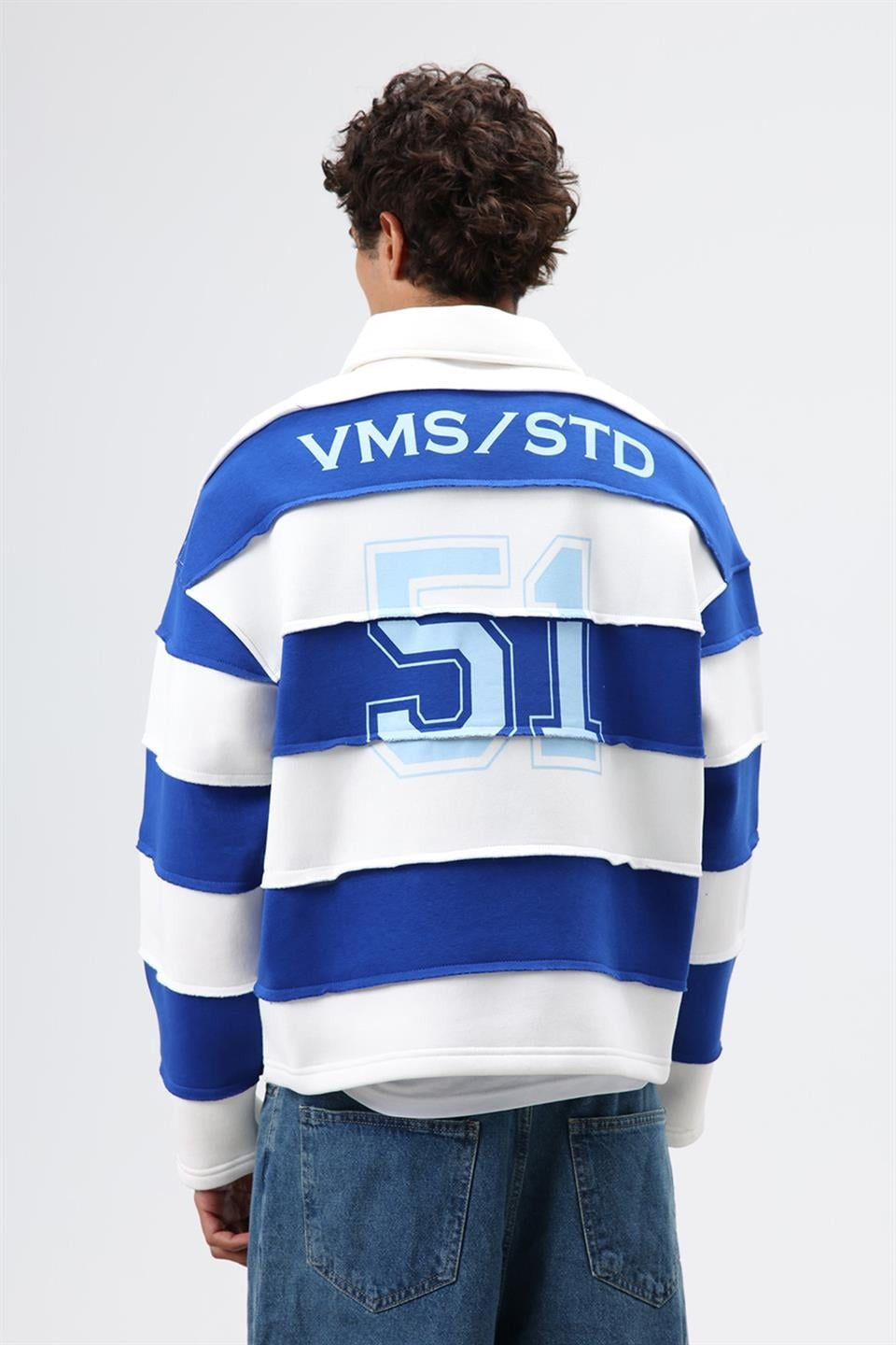 Oversize Şeritli Baskılı Sweatshirt