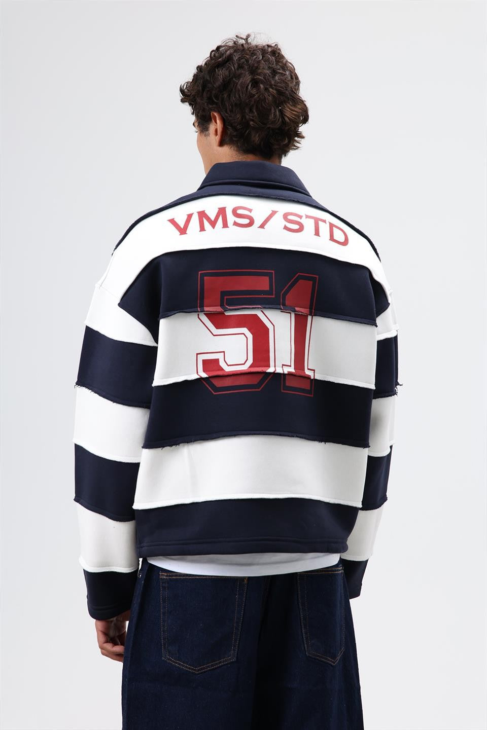 Oversize Şeritli Baskılı Sweatshirt