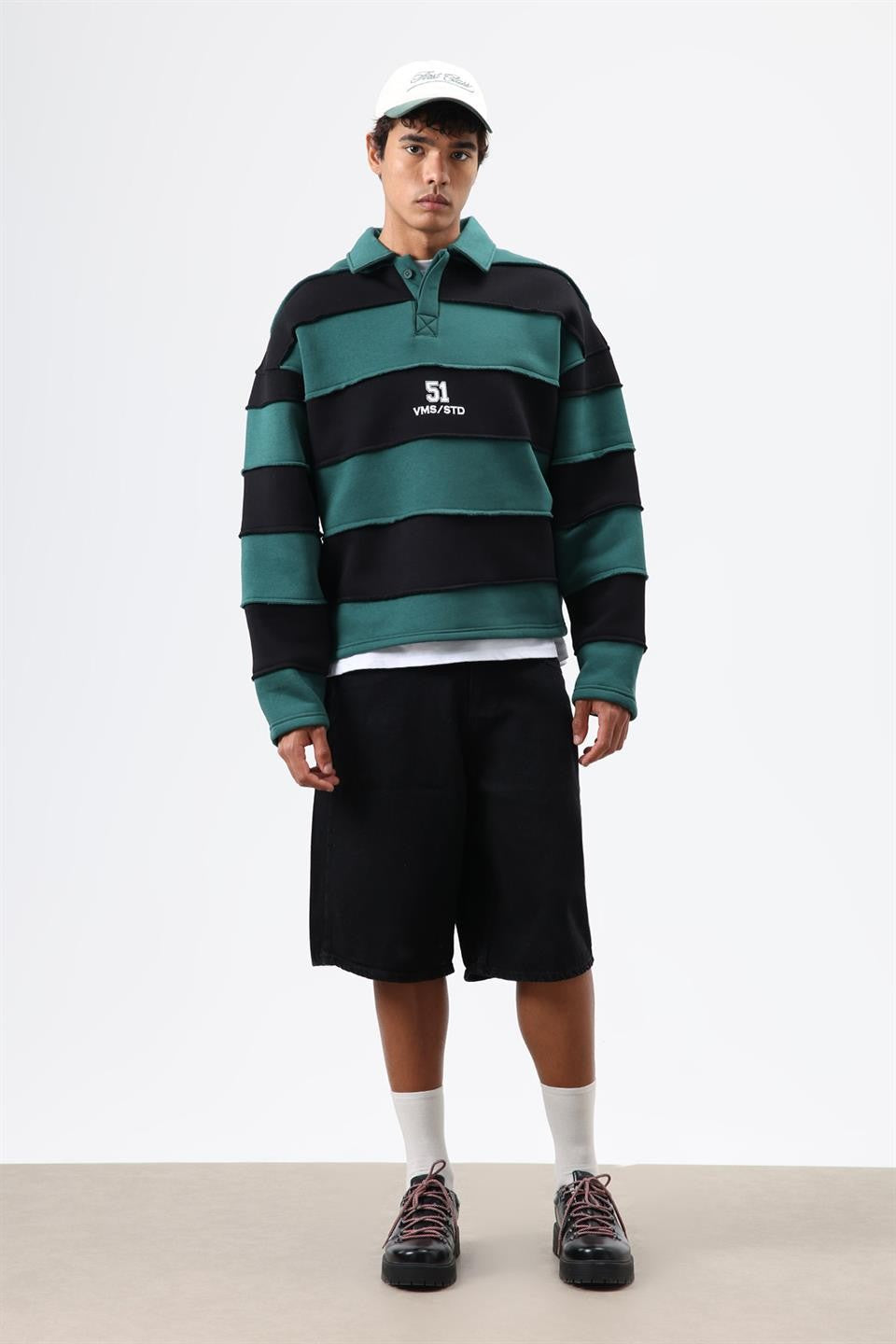 Oversize Şeritli Baskılı Sweatshirt