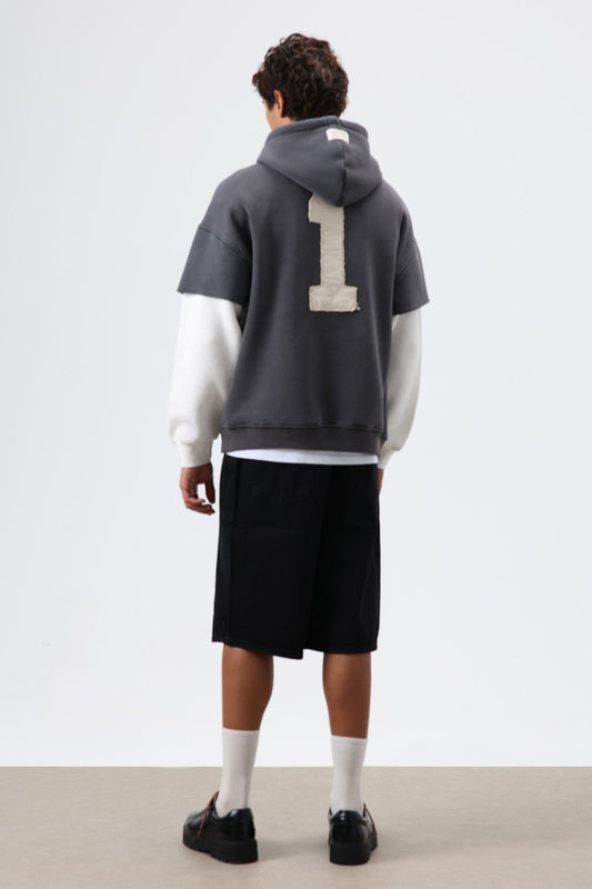 Oversize Kol Detaylı Kapüşonlu Sweatshirt