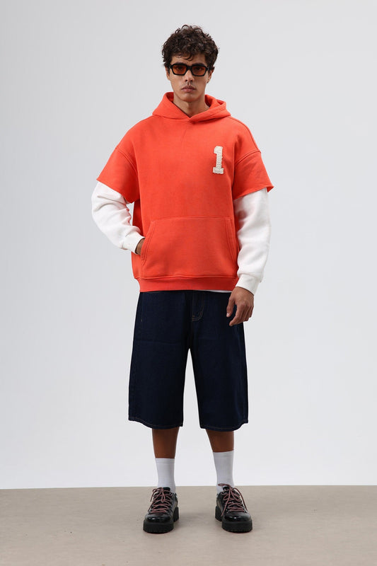 Oversize Kol Detaylı Kapüşonlu Sweatshirt