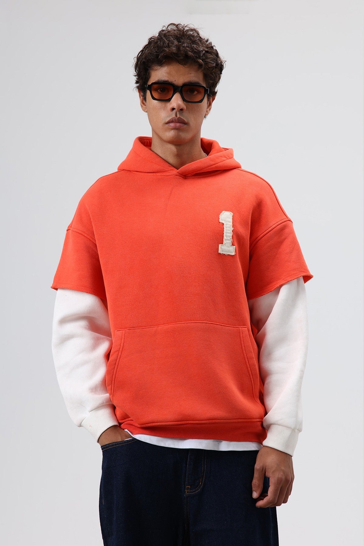 Oversize Kol Detaylı Kapüşonlu Sweatshirt
