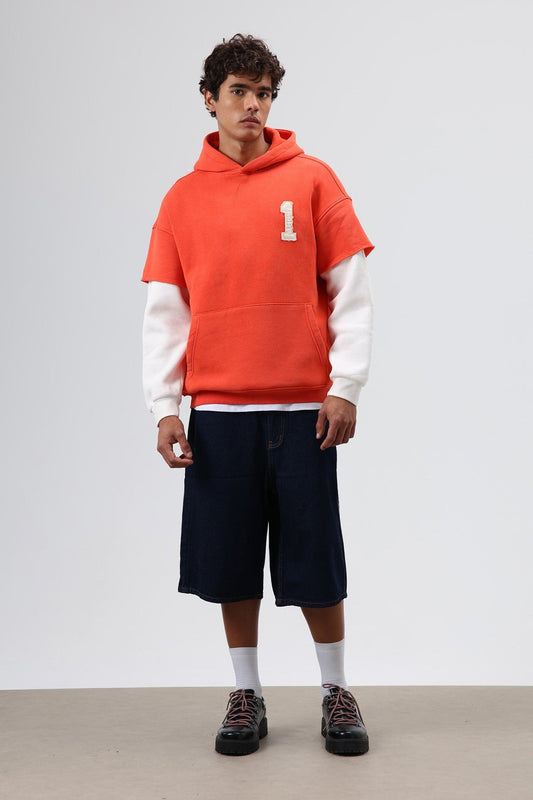 Oversize Kol Detaylı Kapüşonlu Sweatshirt