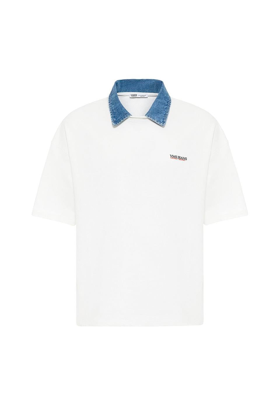 Polo Yaka Yazı Detaylı Oversize Tişört
