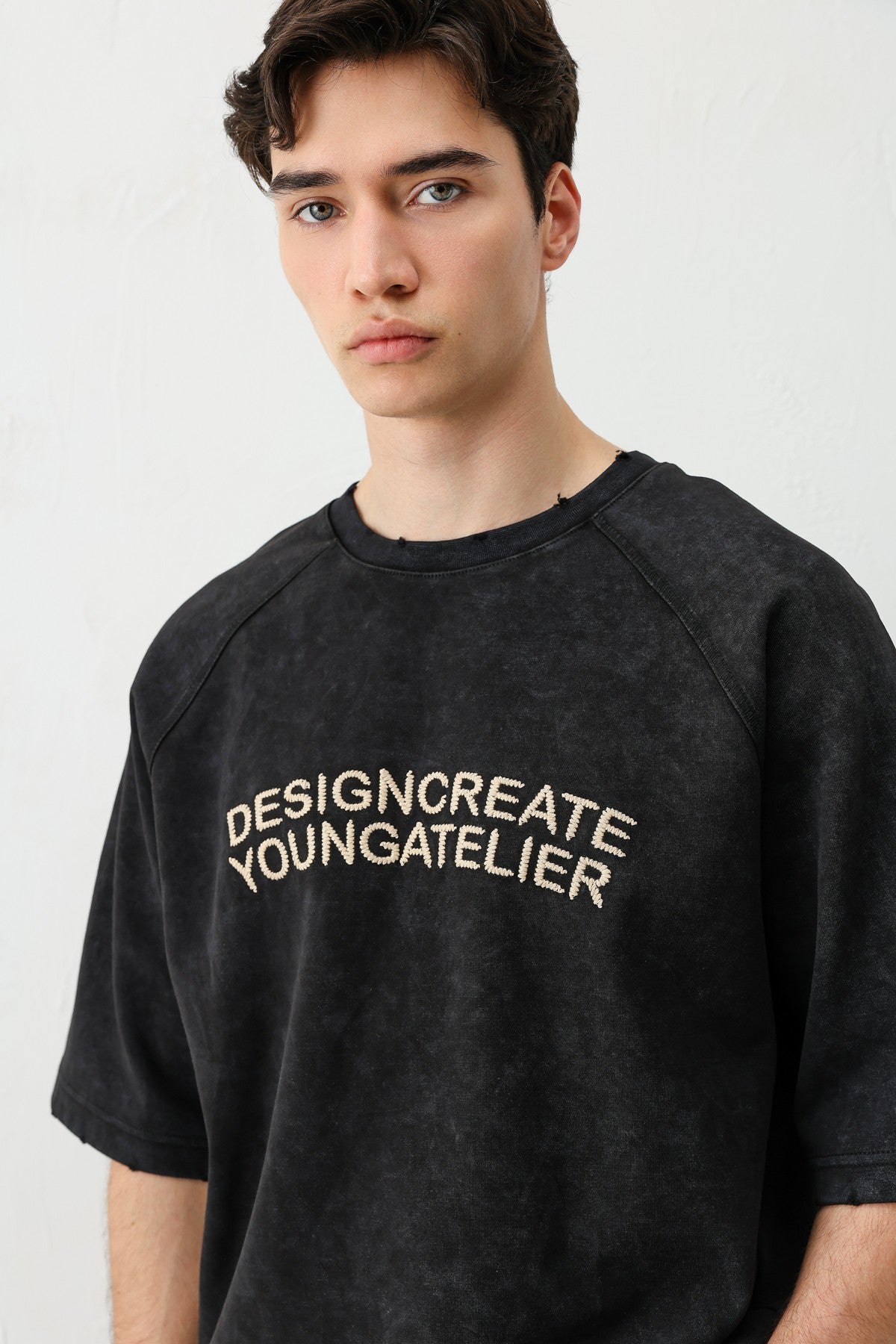 Oversize Reglon Kol Yazı Baskılı Tişört