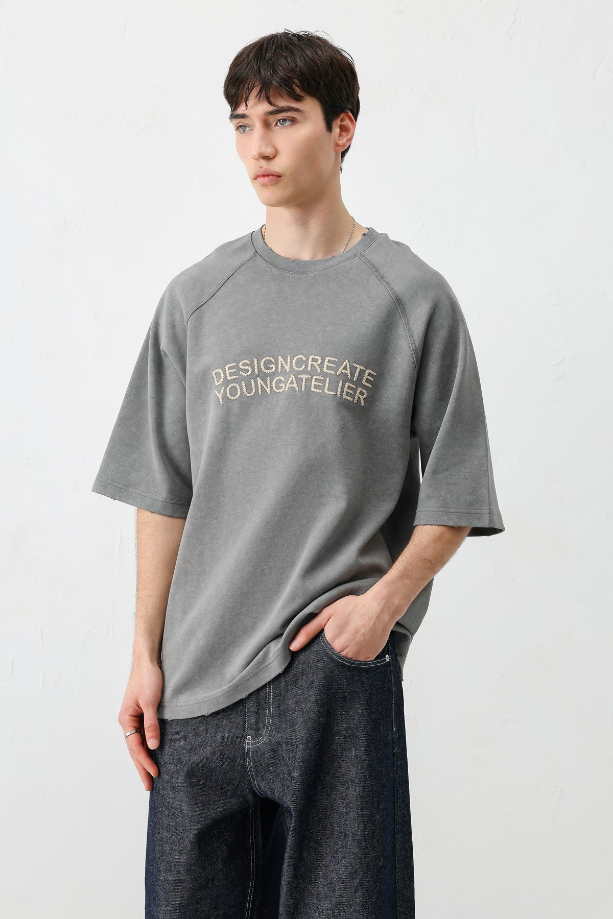 Oversize Reglon Kol Yazı Baskılı Tişört