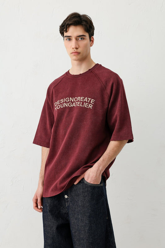 Oversize Reglon Kol Yazı Baskılı Tişört