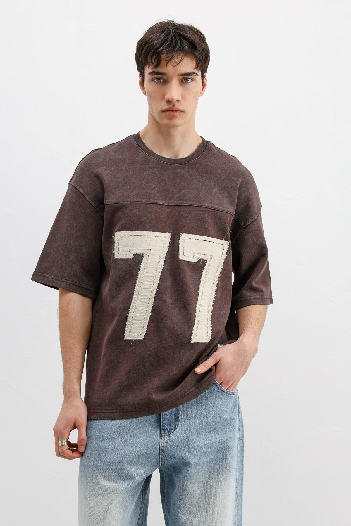Numara Baskılı Oversize Tişört