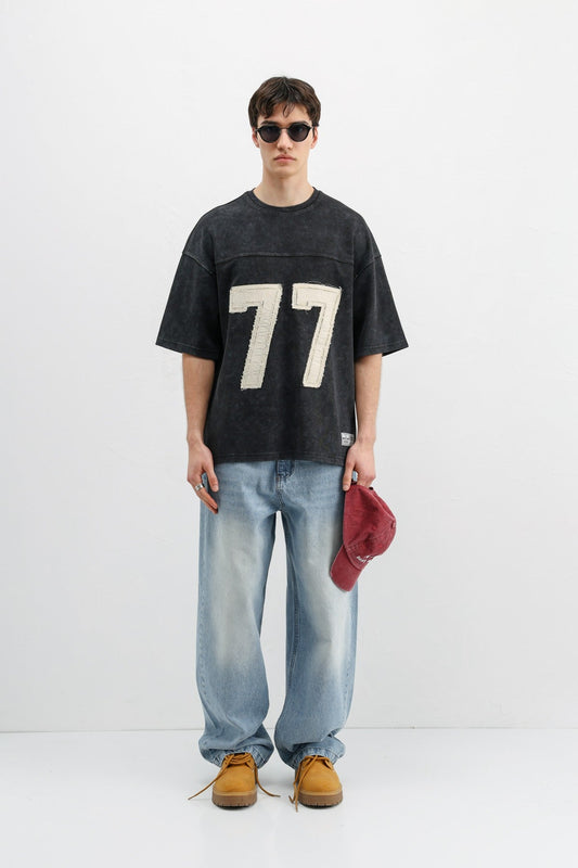 Numara Baskılı Oversize Tişört