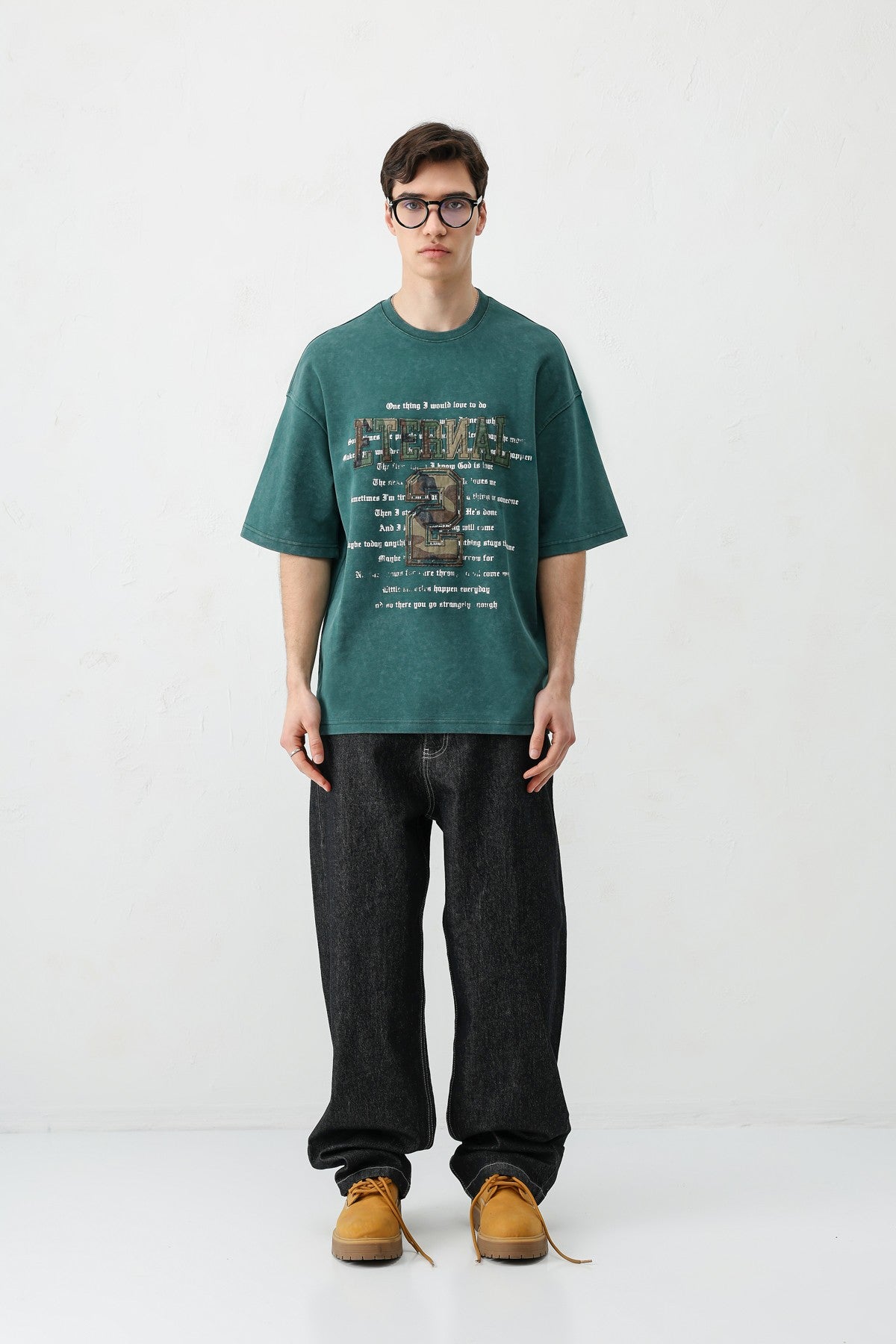 Oversize Yazı ve 2 Baskılı Tişört