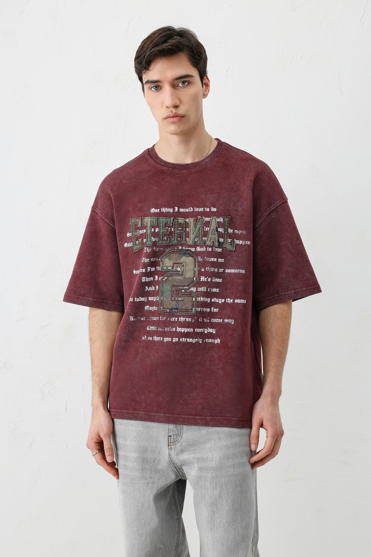 Oversize Yazı ve 2 Baskılı Tişört