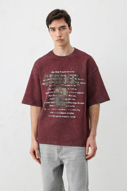 Oversize Yazı ve 2 Baskılı Tişört