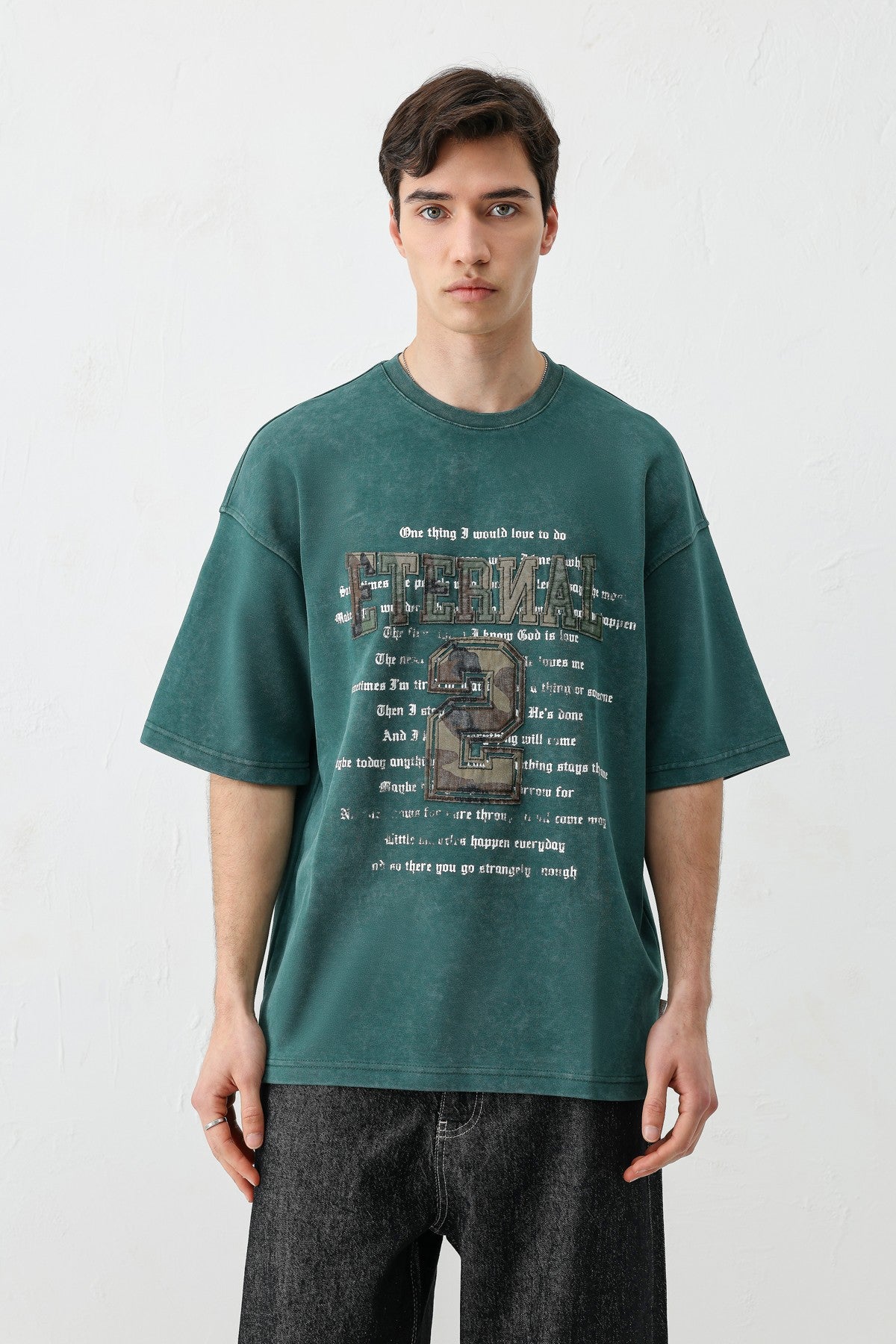Oversize Yazı ve 2 Baskılı Tişört