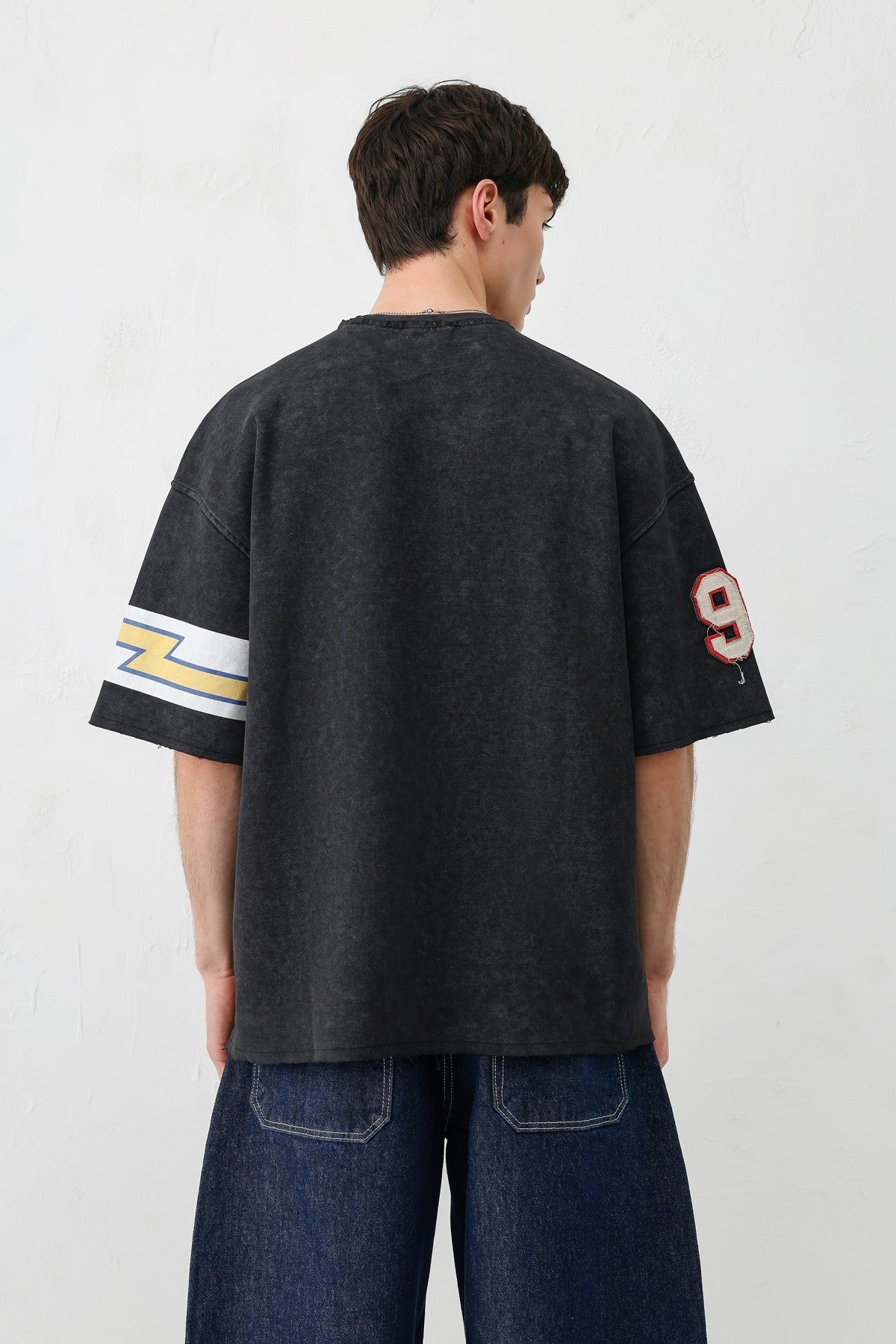 Oversize 91 Baskılı Kol Detaylı Tişört