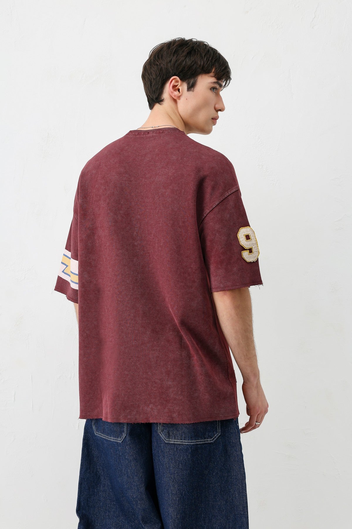 Oversize 91 Baskılı Kol Detaylı Tişört