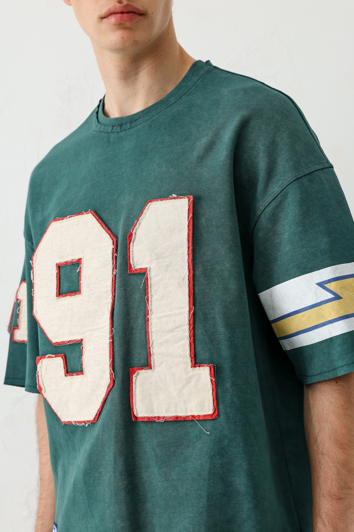 Oversize 91 Baskılı Kol Detaylı Tişört