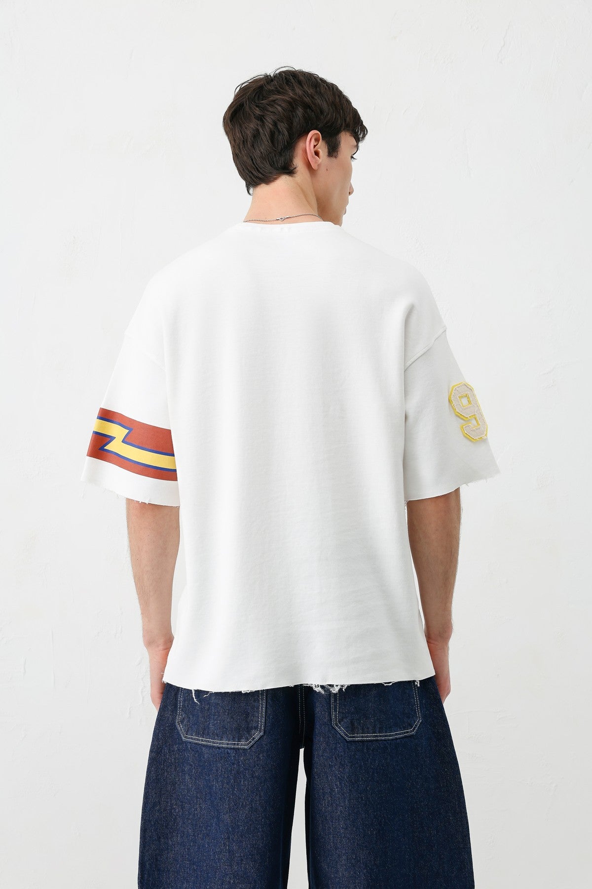Oversize 91 Baskılı Kol Detaylı Tişört