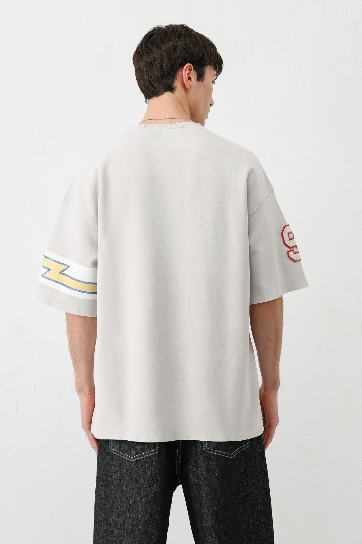 Oversize 91 Baskılı Kol Detaylı Tişört