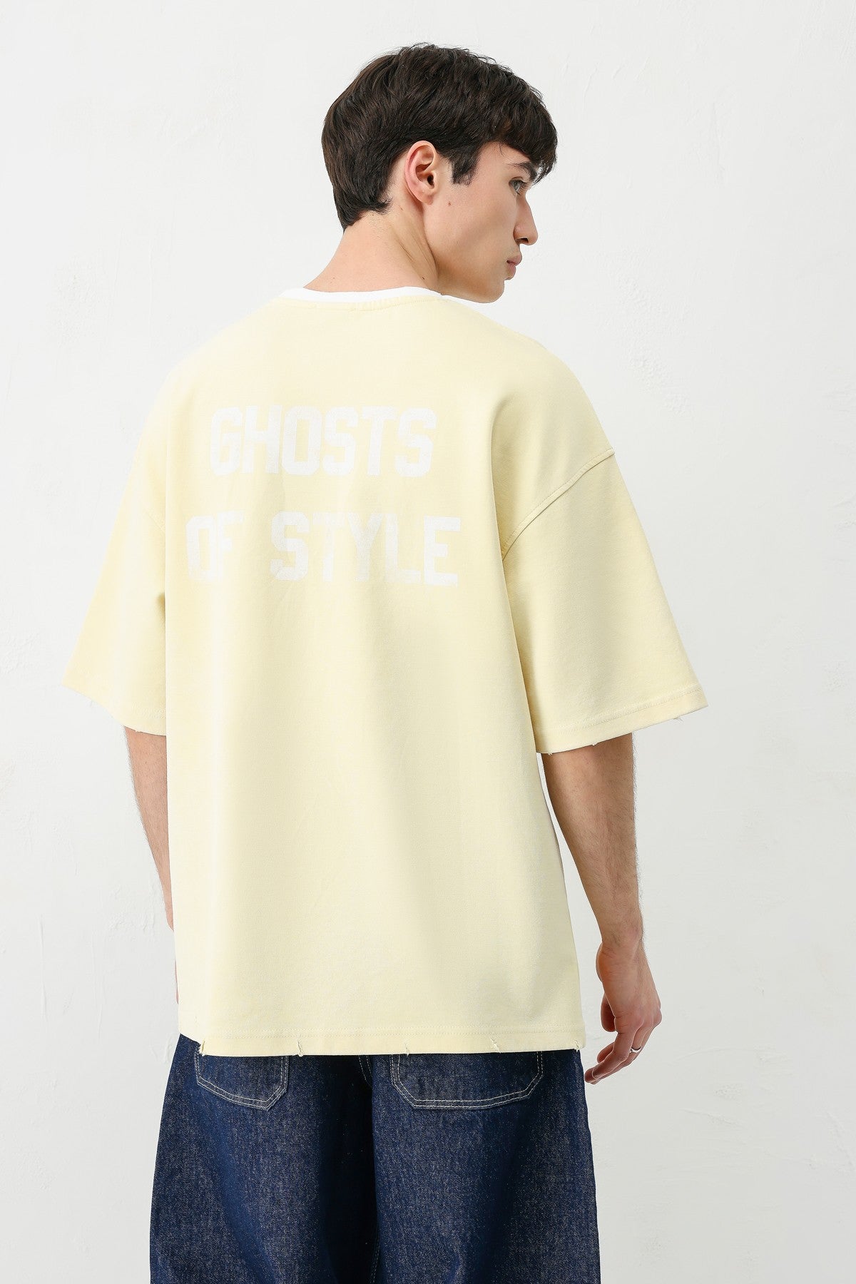 Oversize Bisiklet Yaka 91 Baskılı Tişört