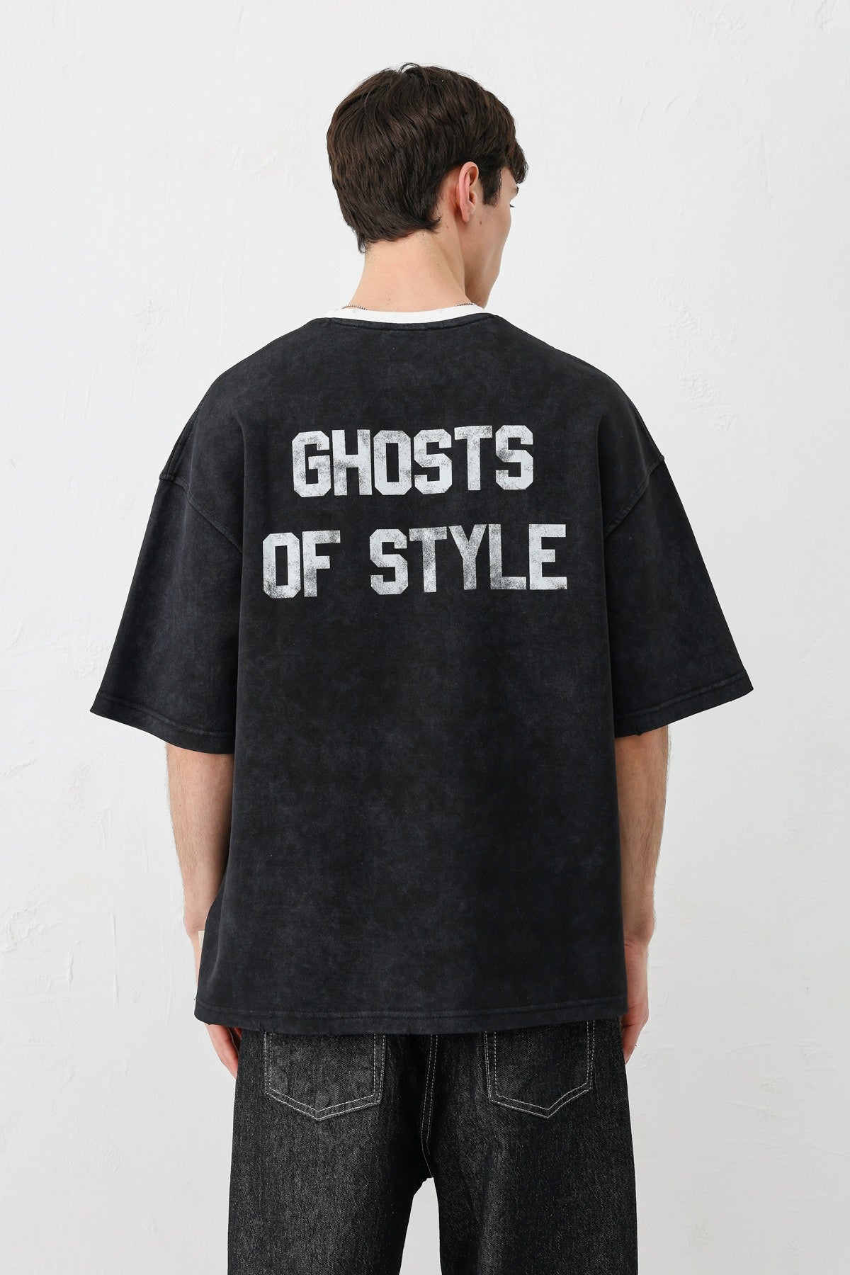 Oversize Bisiklet Yaka 91 Baskılı Tişört