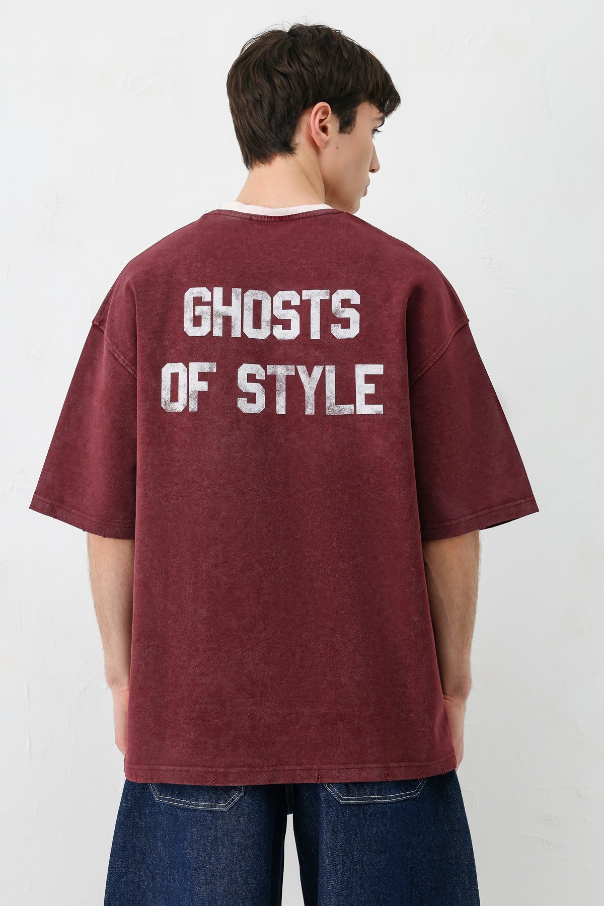Oversize Bisiklet Yaka 91 Baskılı Tişört