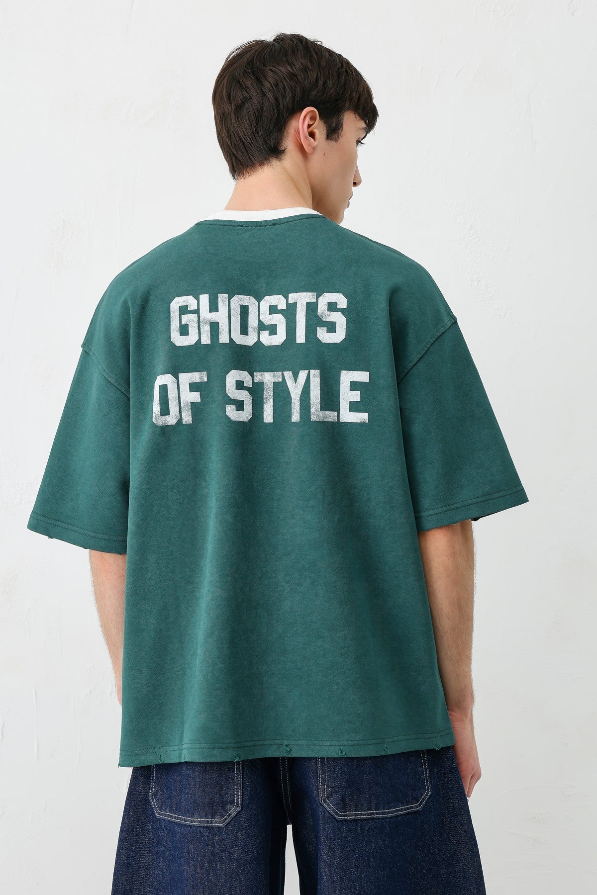 Oversize Bisiklet Yaka 91 Baskılı Tişört