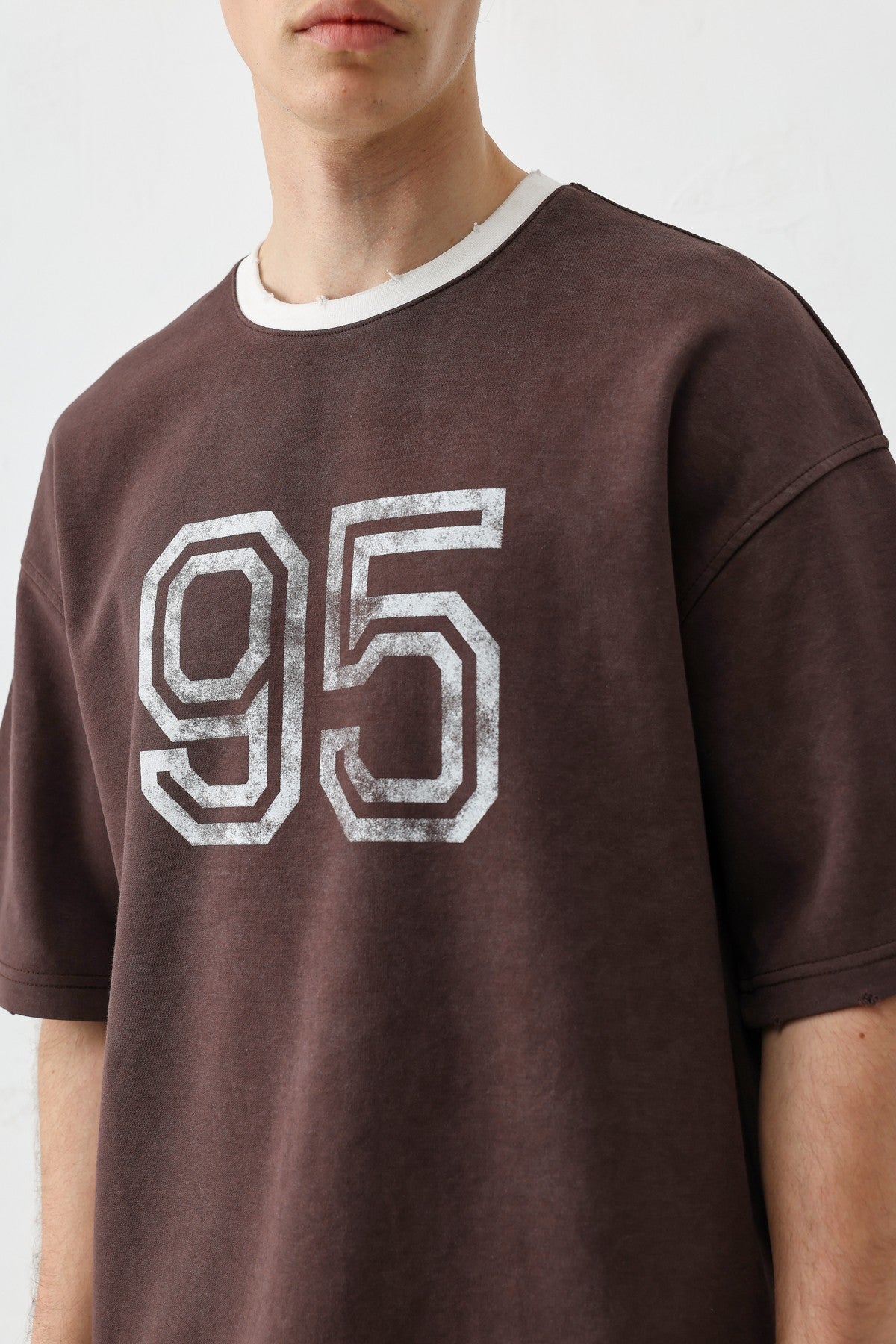 Oversize Bisiklet Yaka 91 Baskılı Tişört