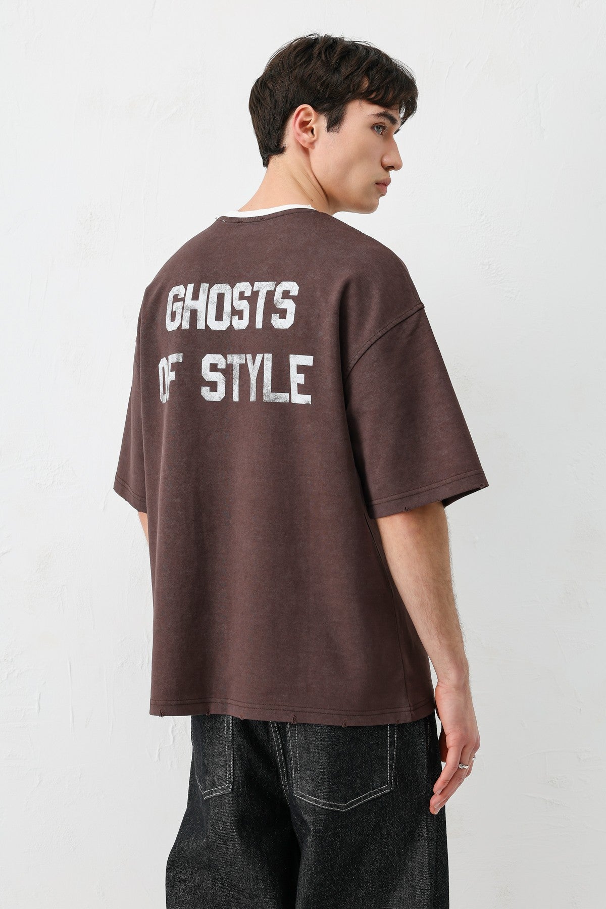 Oversize Bisiklet Yaka 91 Baskılı Tişört