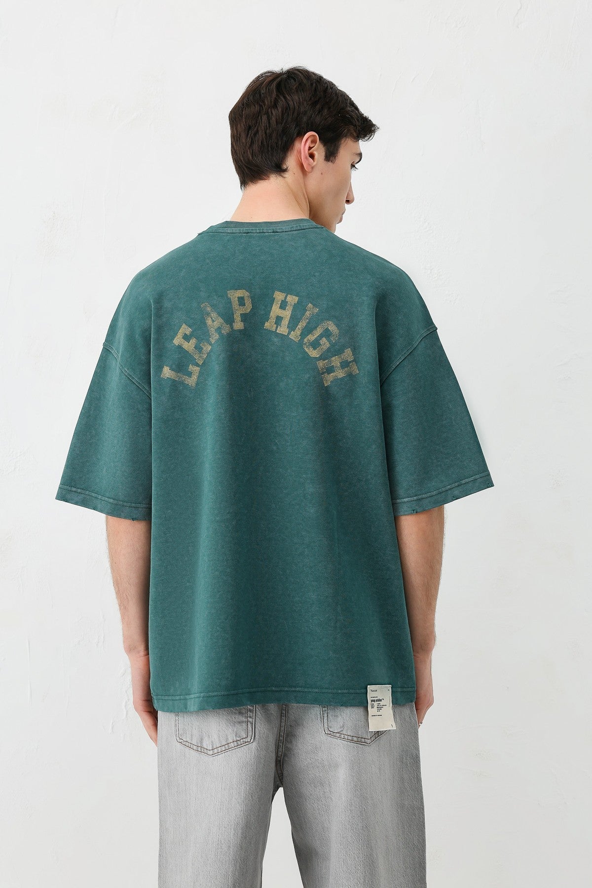 Yıkamalı Baskılı Oversize Tişört