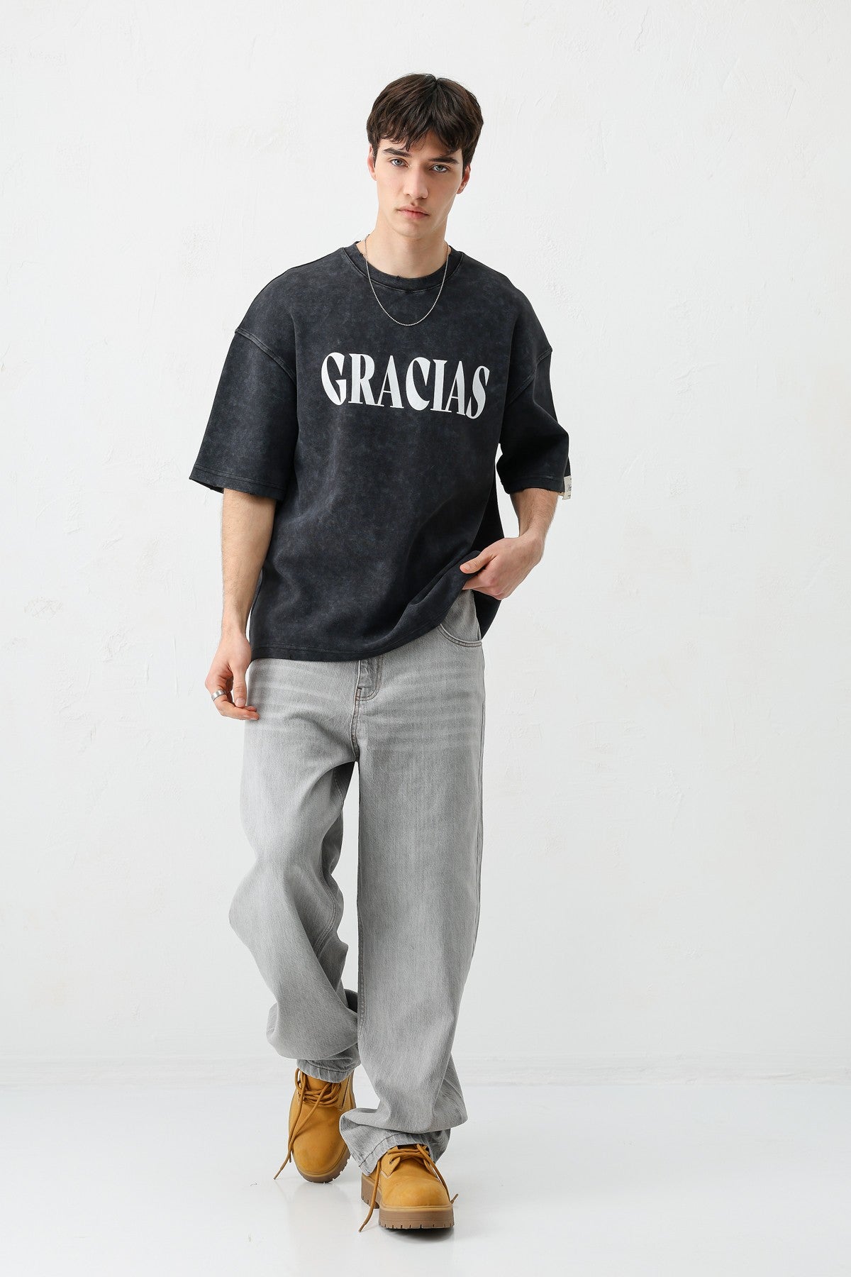 Oversize Gracias Baskılı Tişört