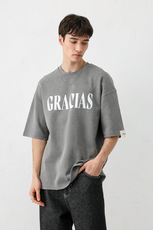 Oversize Gracias Baskılı Tişört