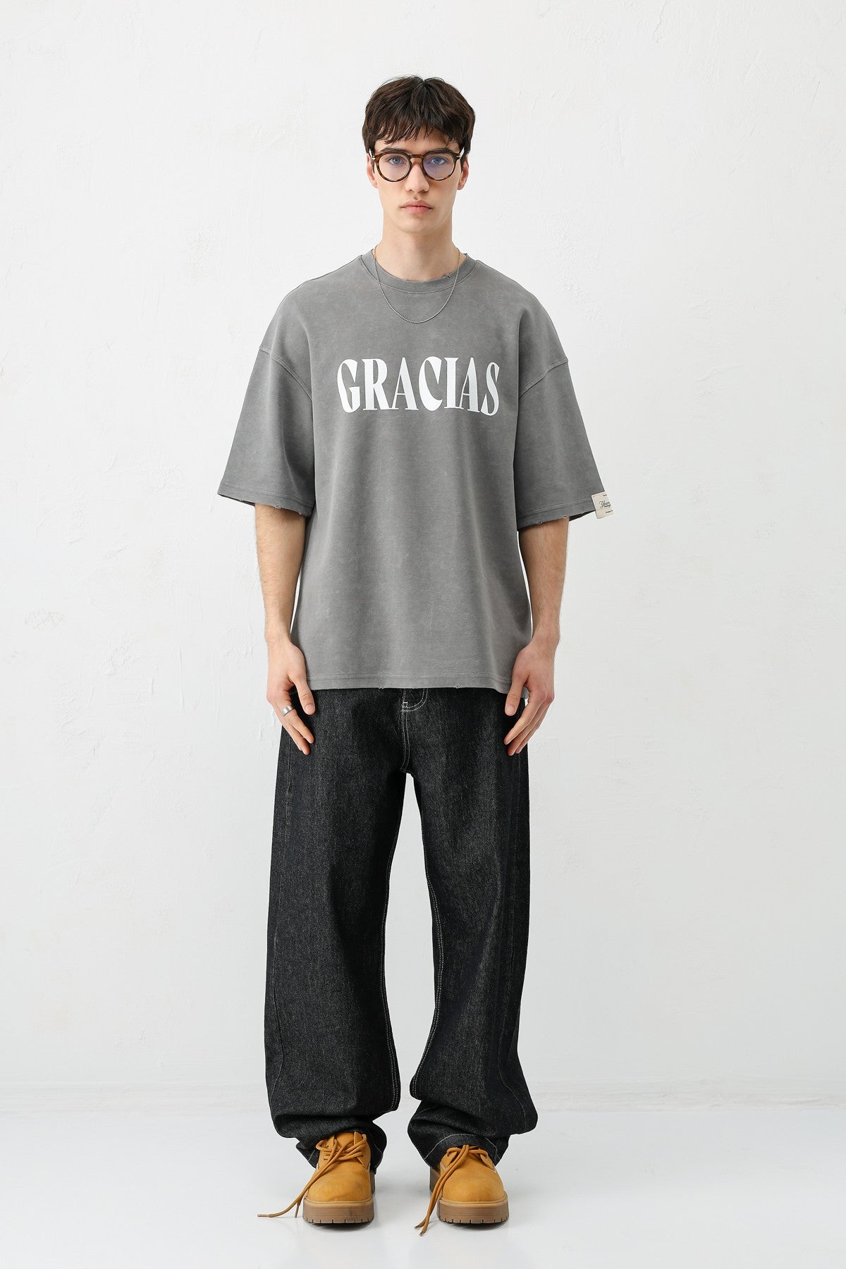 Oversize Gracias Baskılı Tişört