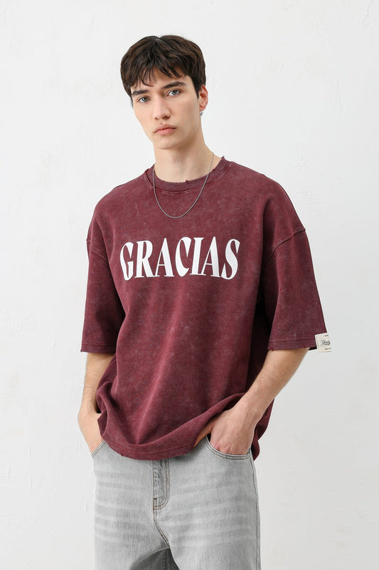 Oversize Gracias Baskılı Tişört