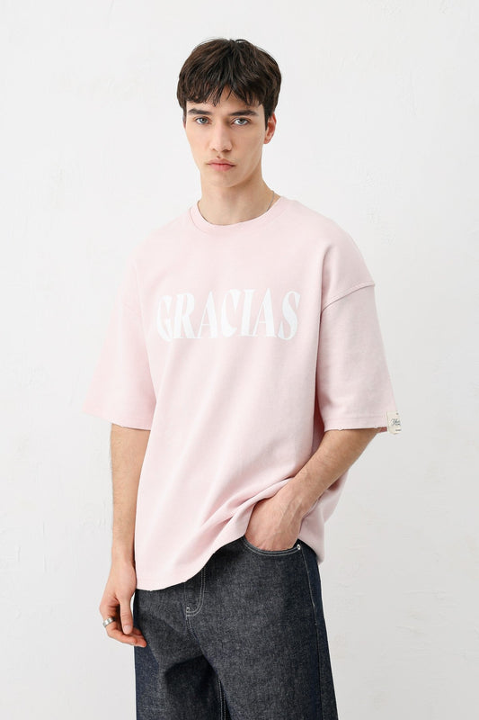 Oversize Gracias Baskılı Tişört