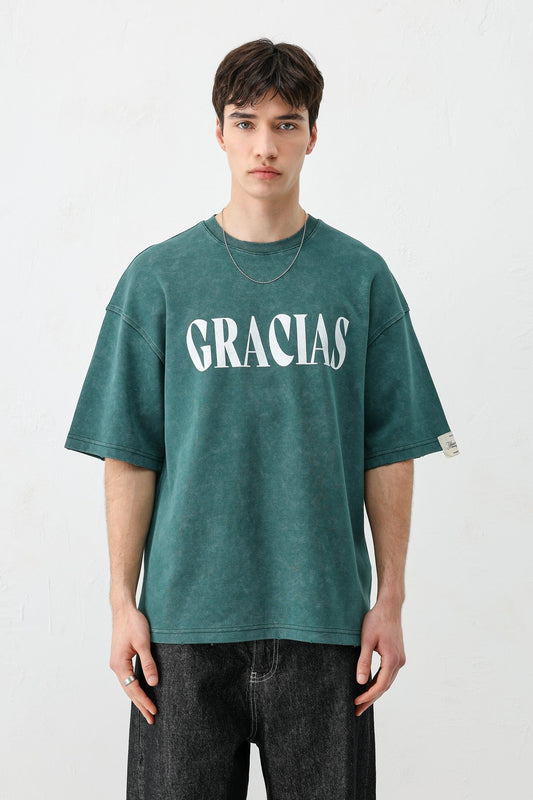 Oversize Gracias Baskılı Tişört