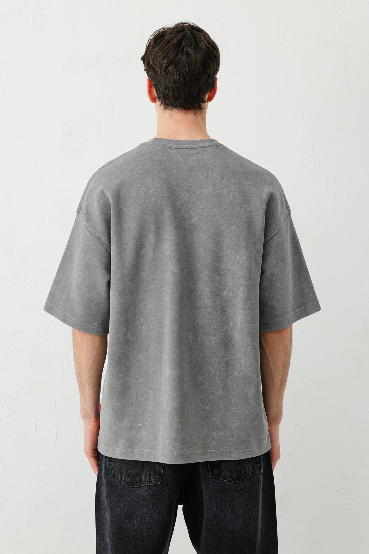 Yıkamalı Baskılı Oversize Tişört