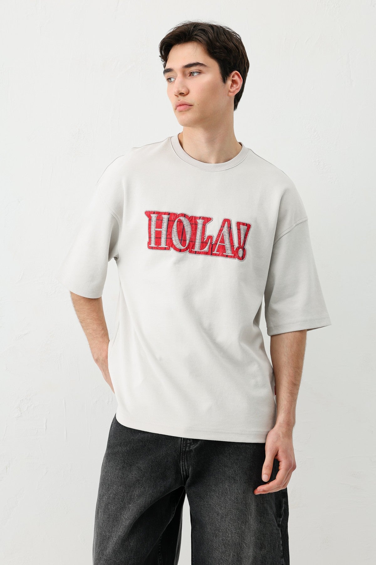 Yıkamalı Baskılı Oversize Tişört