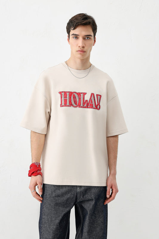 Yıkamalı Baskılı Oversize Tişört
