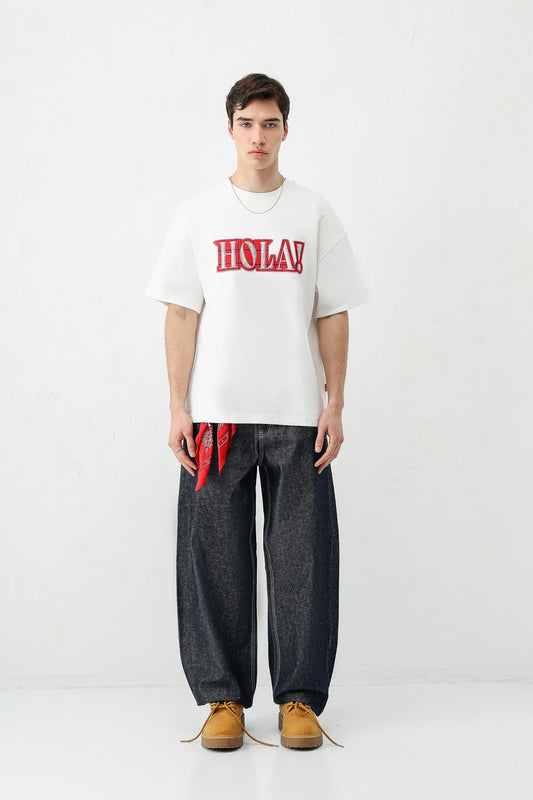Yıkamalı Baskılı Oversize Tişört