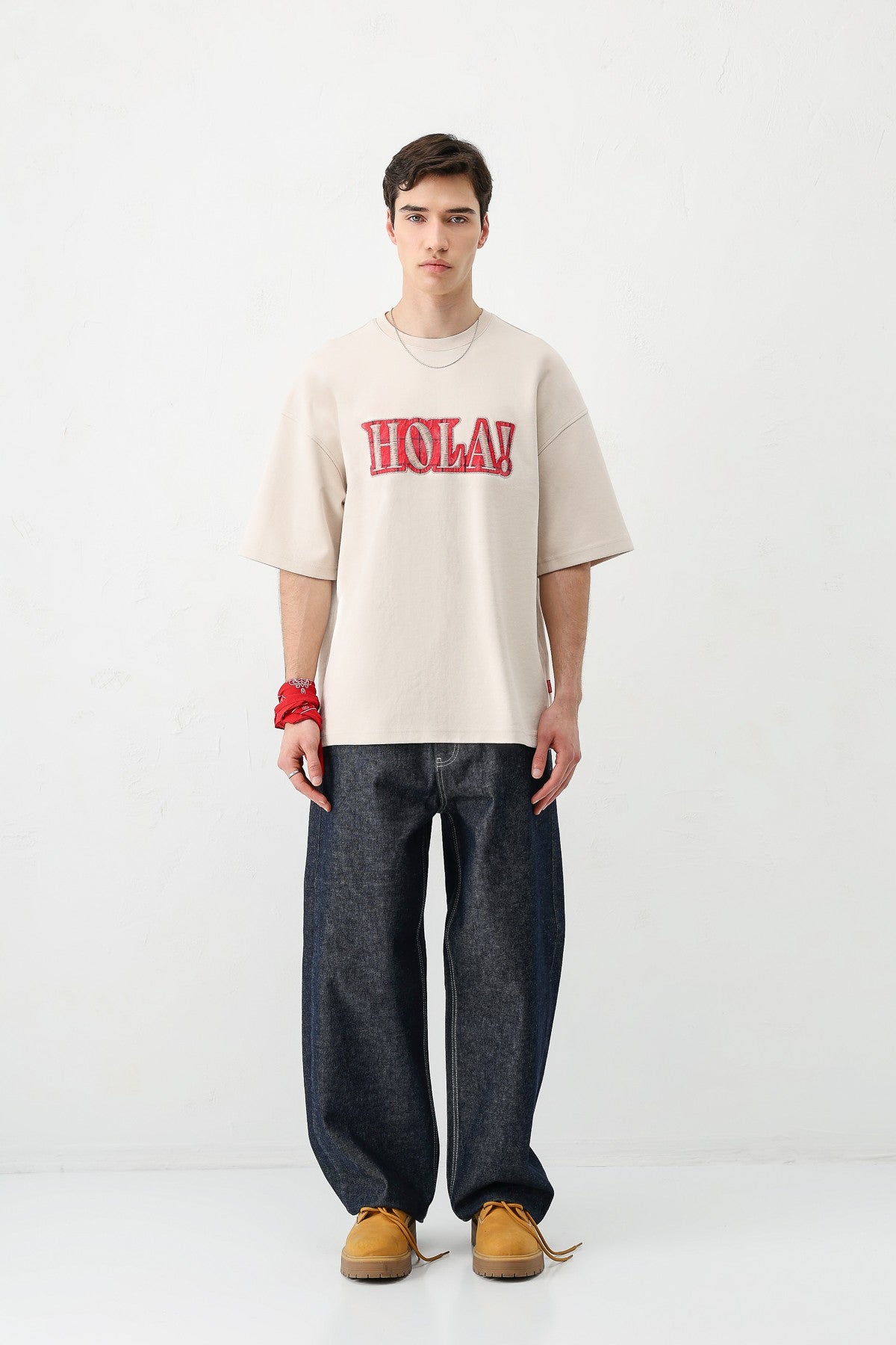 Yıkamalı Baskılı Oversize Tişört