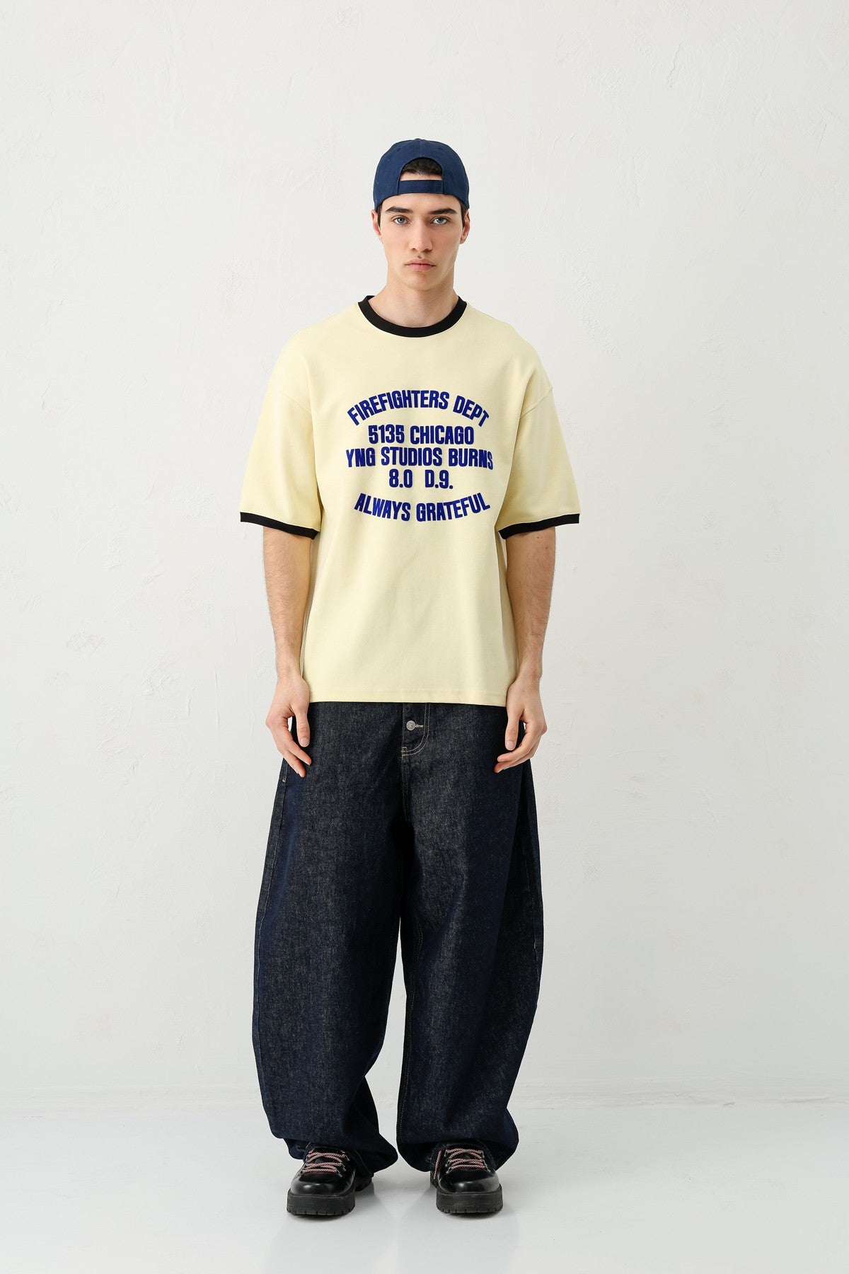 Baskılı Bisiklet Yaka Oversize Tişört