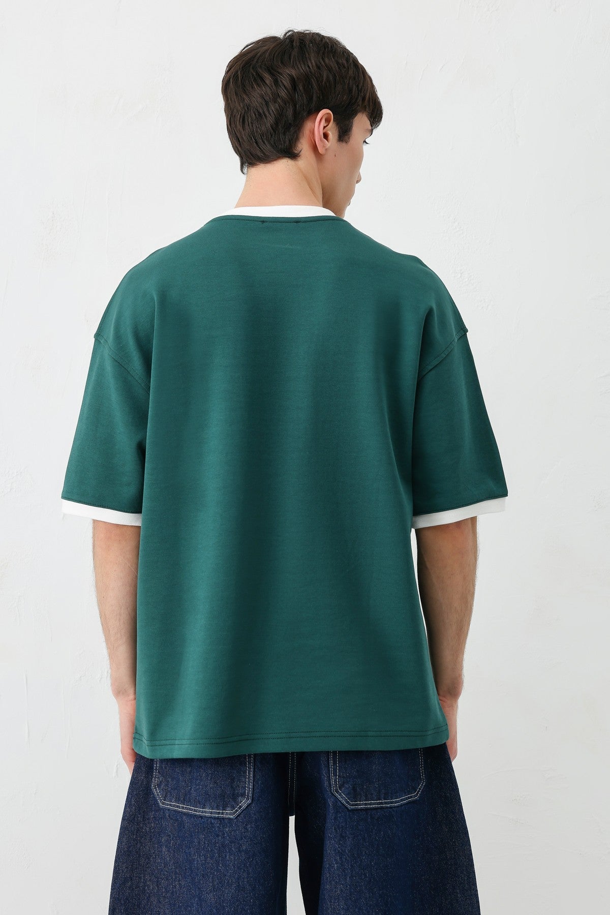 Baskılı Bisiklet Yaka Oversize Tişört