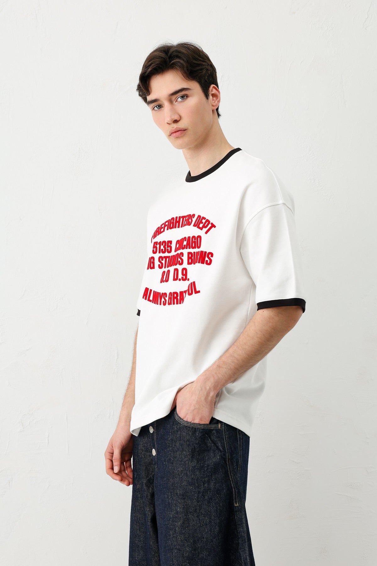 Baskılı Bisiklet Yaka Oversize Tişört