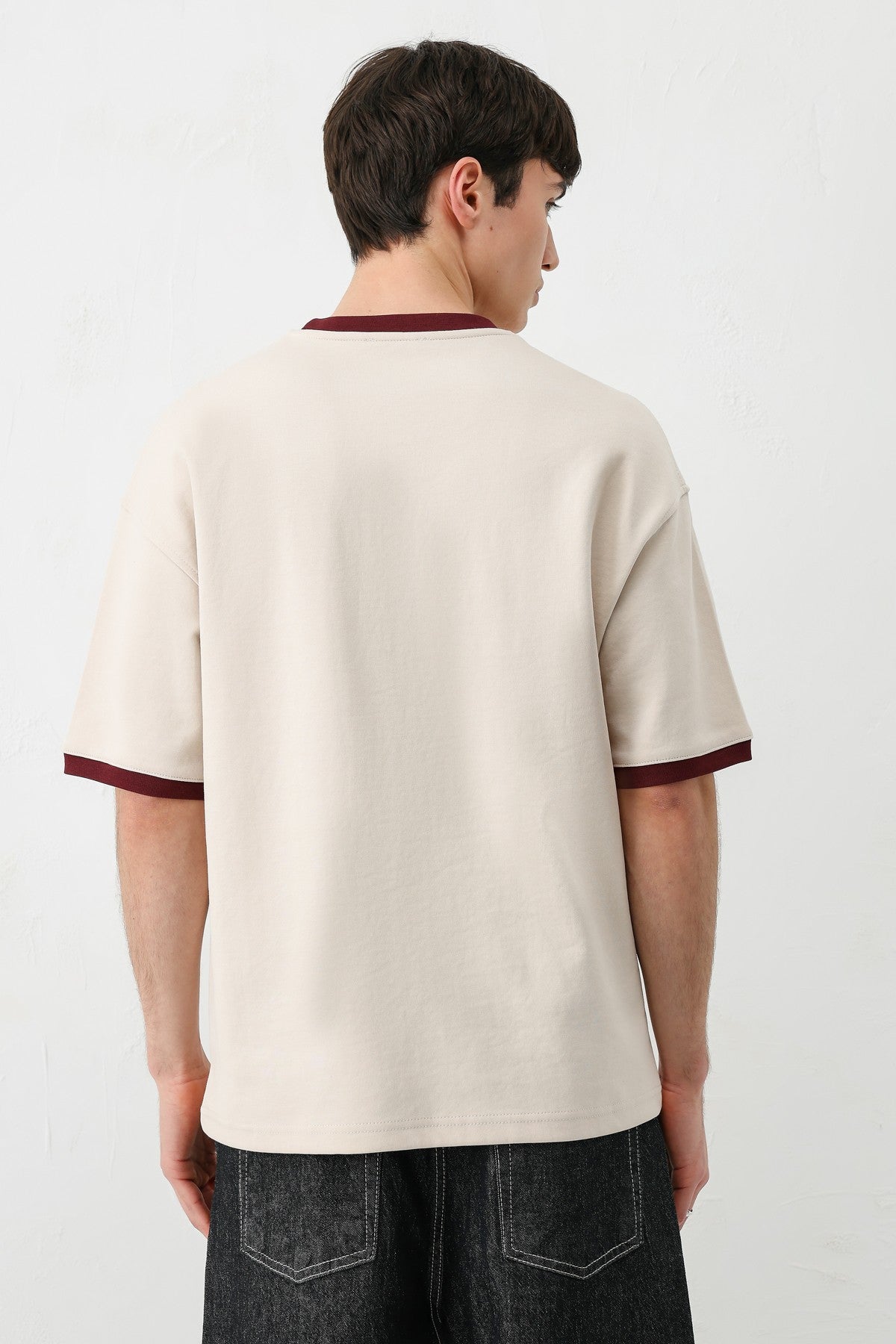 Baskılı Bisiklet Yaka Oversize Tişört