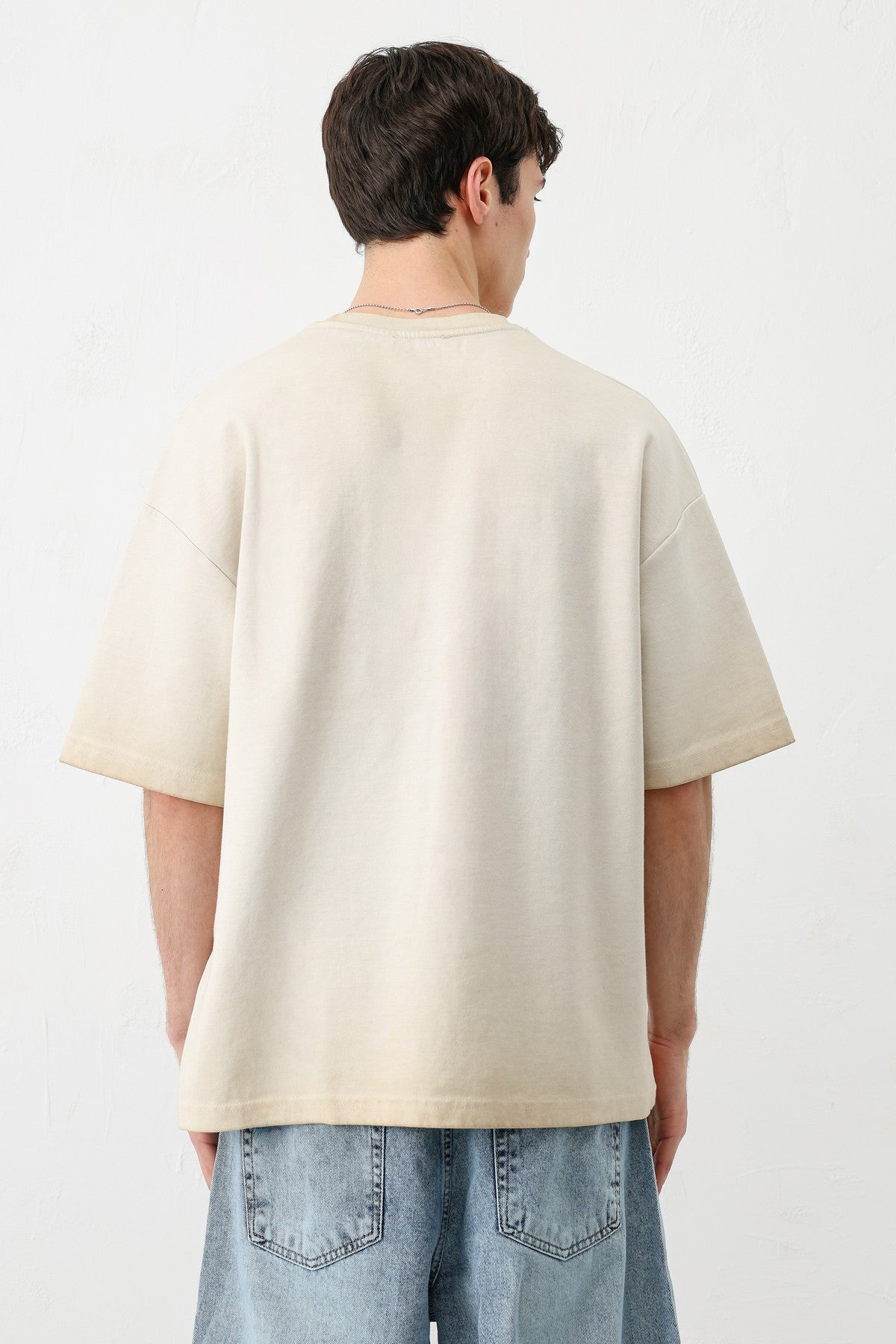 Oversize Bisiklet Yaka Baskılı Heavyweight Tişört