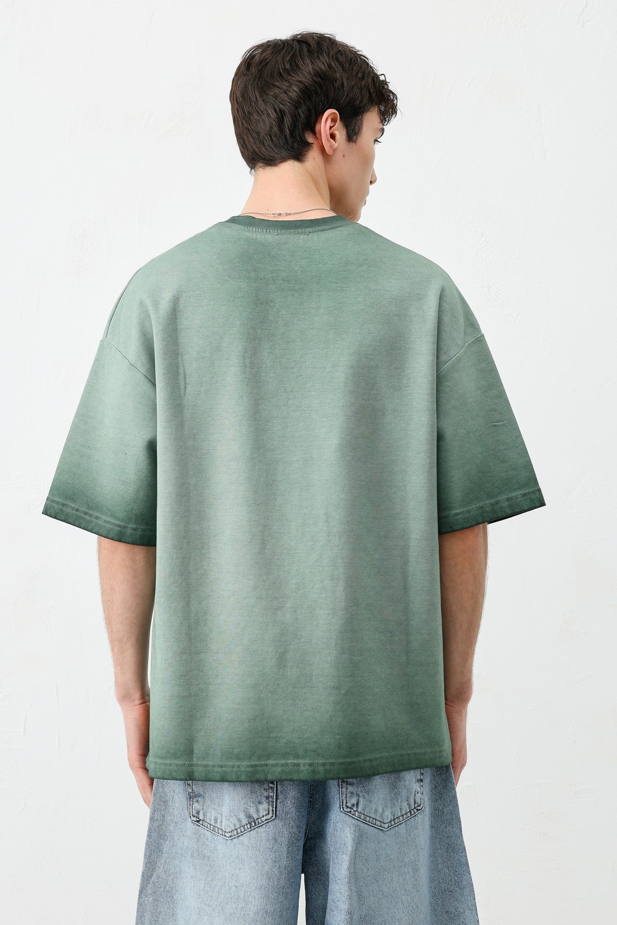 Oversize Bisiklet Yaka Baskılı Heavyweight Tişört