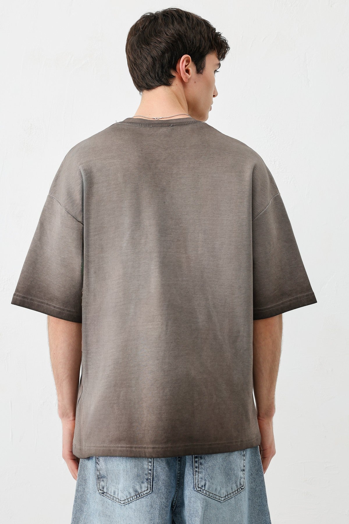 Oversize Bisiklet Yaka Baskılı Heavyweight Tişört
